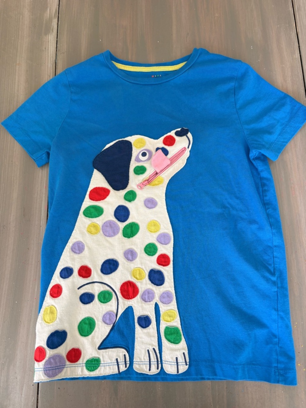 Mini Boden Bright Blue Tee with Yellow Trim
